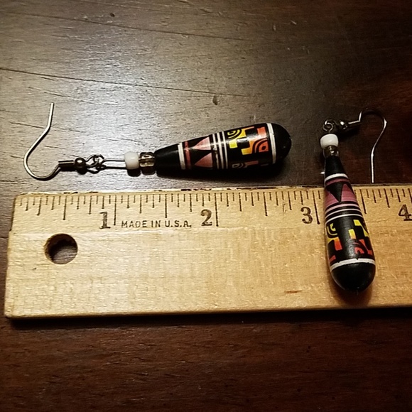 Vintage handmade pottery tribal earrings - Picture 5 of 7